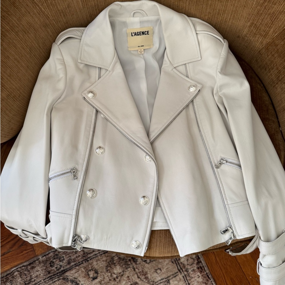 L'AGENCE White Women's leather Jacket size Small